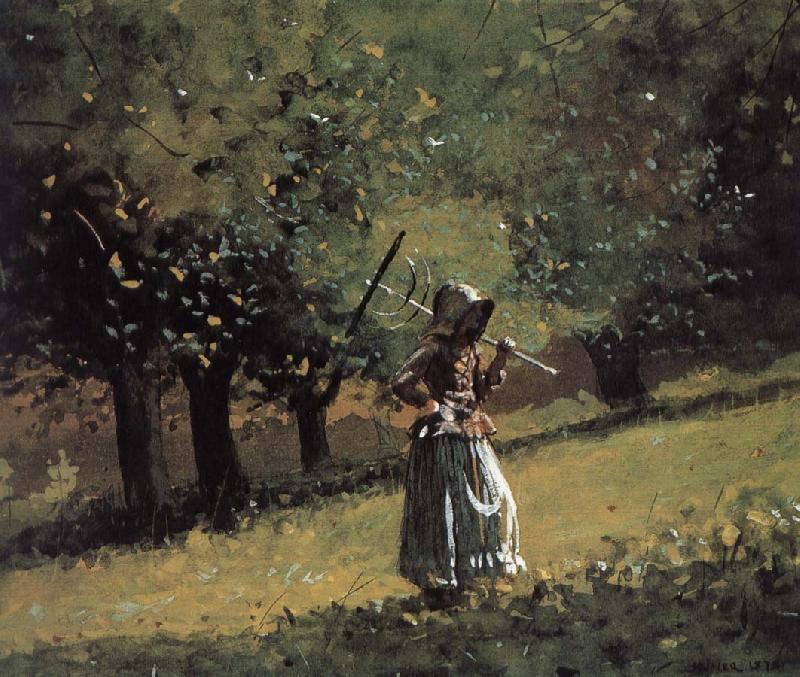 Winslow Homer Shoulder the rake bar girls oil painting picture